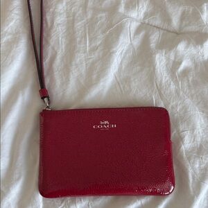 NWOT Coach Cherry Red Leather Wristlet